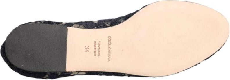 Dolce & Gabbana Kristalversierde Kant Flats Blue Dames