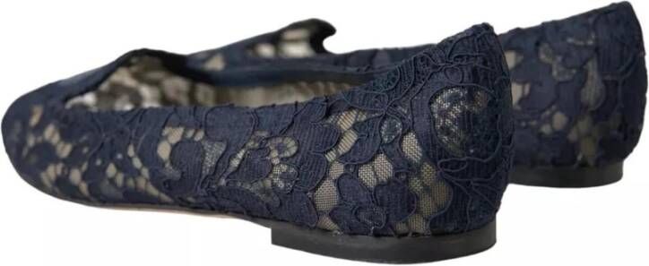 Dolce & Gabbana Kristalversierde Kant Platte Schoenen Blue Dames