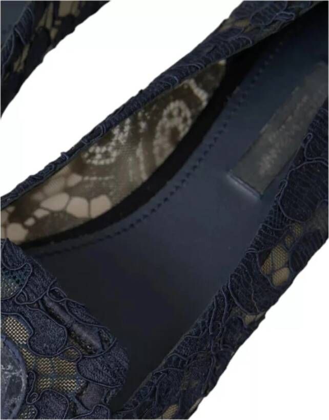 Dolce & Gabbana Kristalversierde Kant Platte Schoenen Blue Dames