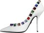 Dolce & Gabbana Kristalversierde Leren Hoge Hakken Pumps White Dames - Thumbnail 5