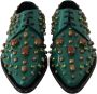 Dolce & Gabbana Groene Leren Kristallen Jurk Broque Schoenen Green - Thumbnail 5