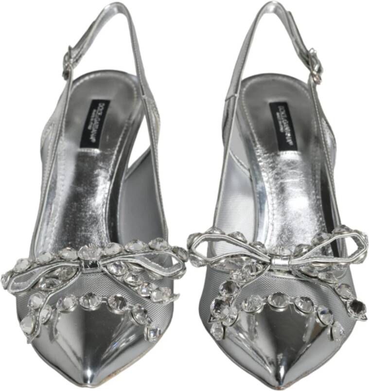 Dolce & Gabbana Kristalversierde Mesh Slingback Pumps Gray Dames