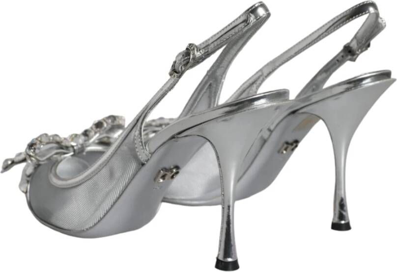 Dolce & Gabbana Kristalversierde Mesh Slingback Pumps Gray Dames