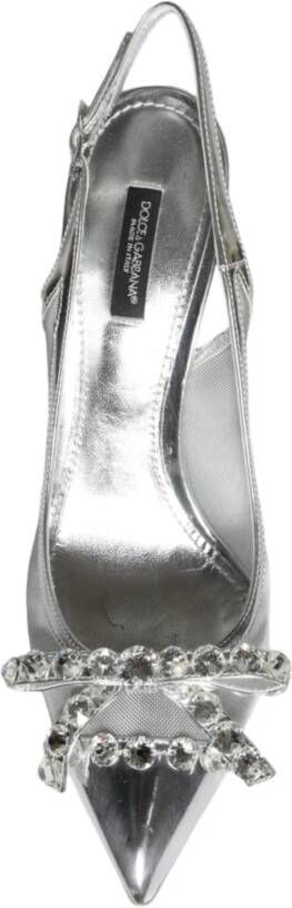 Dolce & Gabbana Kristalversierde Mesh Slingback Pumps Gray Dames