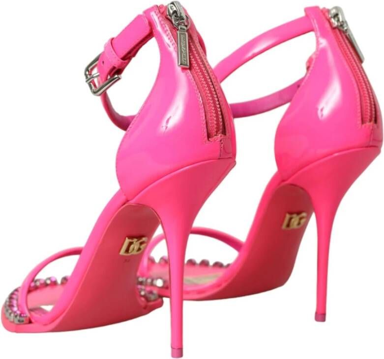 Dolce & Gabbana Kristalversierde Roze Leren Hakken Pink Dames