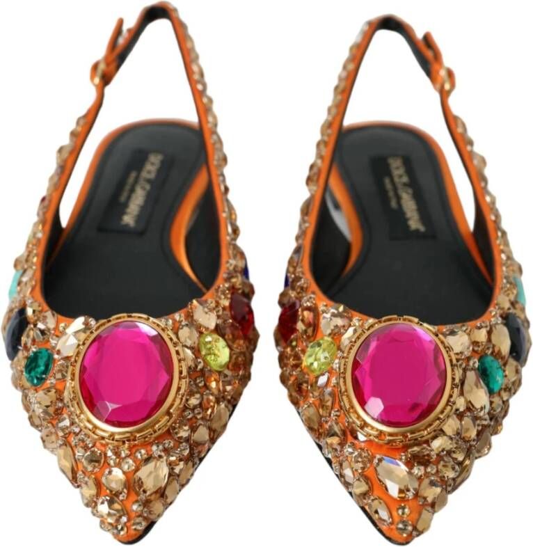 Dolce & Gabbana Kristalversierde Satijnen Flats Multicolor Dames