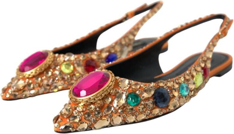 Dolce & Gabbana Kristalversierde Satijnen Flats Multicolor Dames