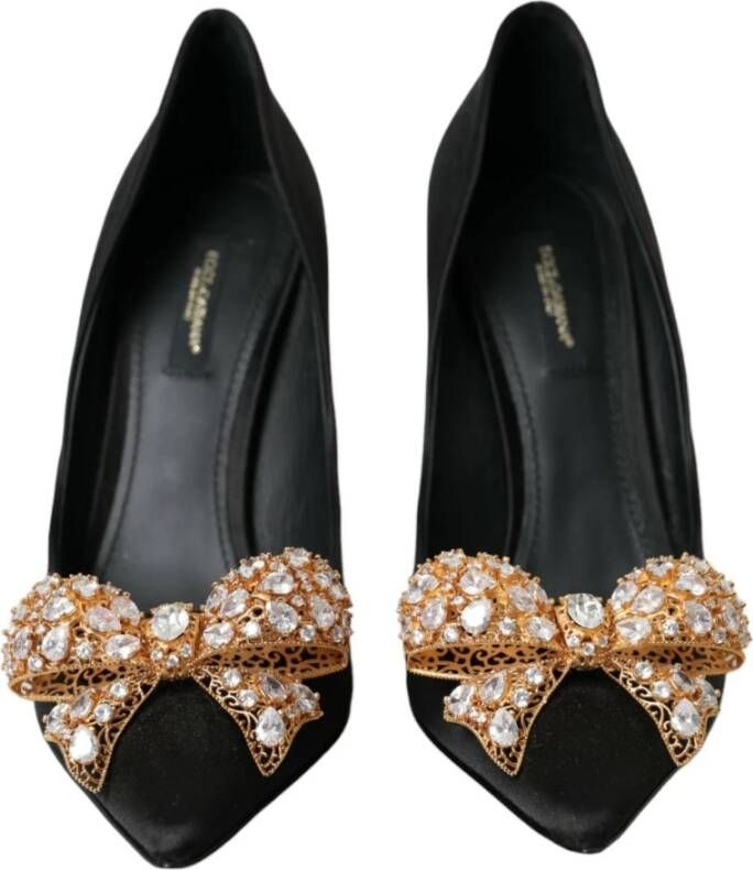 Dolce & Gabbana Kristalversierde Satijnen Pumps Black Dames