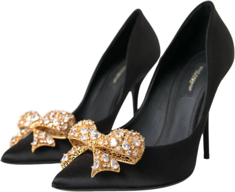 Dolce & Gabbana Kristalversierde Satijnen Pumps Black Dames