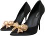 Dolce & Gabbana Zwarte Satijnen Strikpumps met Kristallen Black Dames - Thumbnail 8