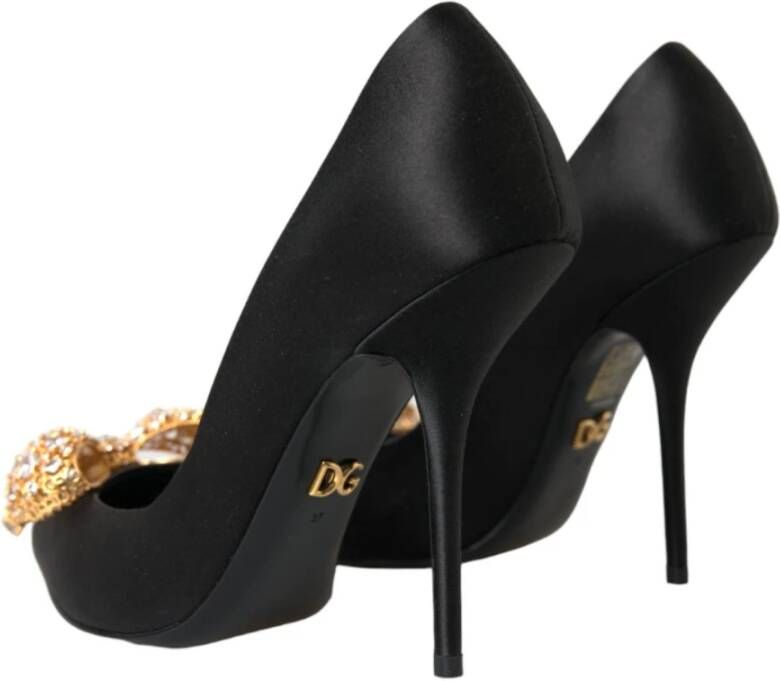 Dolce & Gabbana Kristalversierde Satijnen Pumps Black Dames