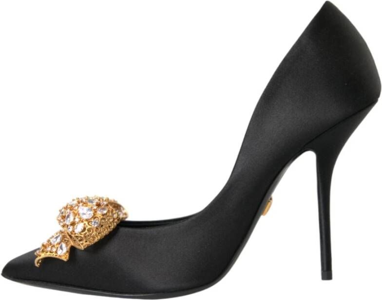 Dolce & Gabbana Kristalversierde Satijnen Pumps Black Dames