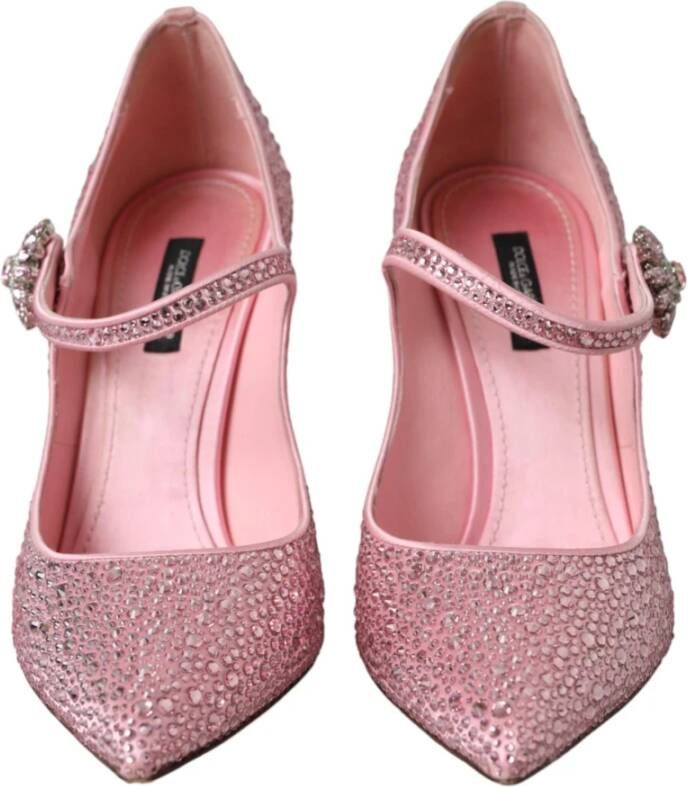 Dolce & Gabbana Kristalversierde Satijnen Pumps Pink Dames