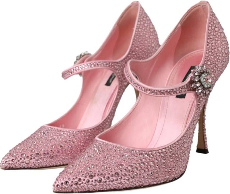 Dolce & Gabbana Kristalversierde Satijnen Pumps Pink Dames