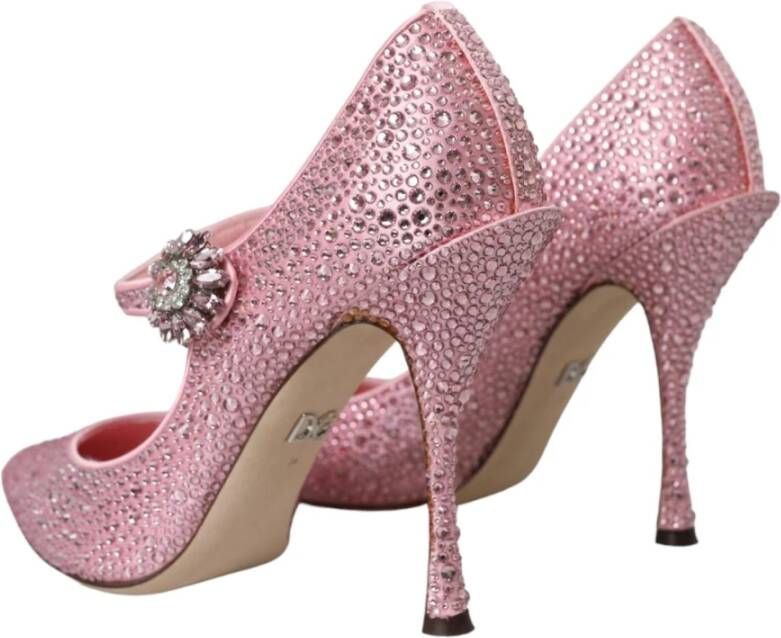 Dolce & Gabbana Kristalversierde Satijnen Pumps Pink Dames