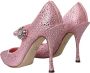 Dolce & Gabbana Kristalversierde Satijnen Pumps Pink Dames - Thumbnail 5