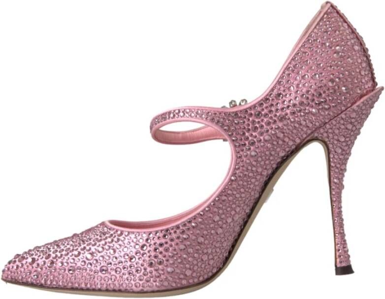 Dolce & Gabbana Kristalversierde Satijnen Pumps Pink Dames