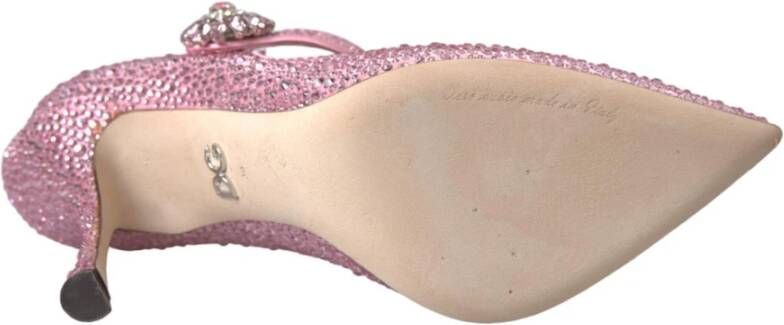 Dolce & Gabbana Kristalversierde Satijnen Pumps Pink Dames