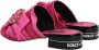 Dolce & Gabbana Kristalversierde Slide Sandalen Roze Zwart Pink Dames - Thumbnail 5