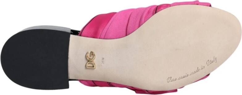 Dolce & Gabbana Kristalversierde Slide Sandalen Roze Zwart Pink Dames