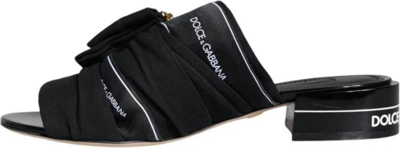 Dolce & Gabbana Kristalversierde Slide Sandalen Zwart Wit Black Dames