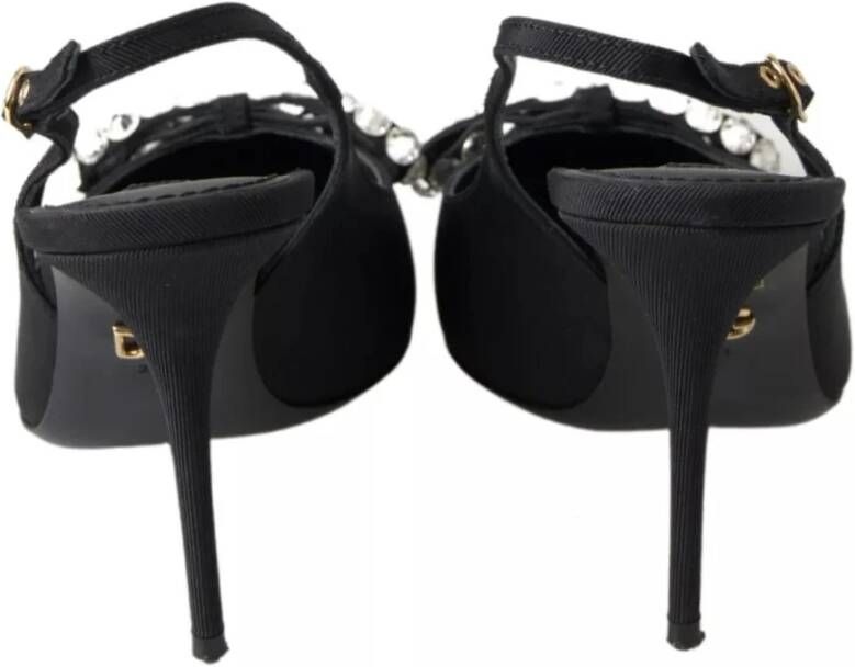 Dolce & Gabbana Kristalversierde Slingback Hakken Black Dames