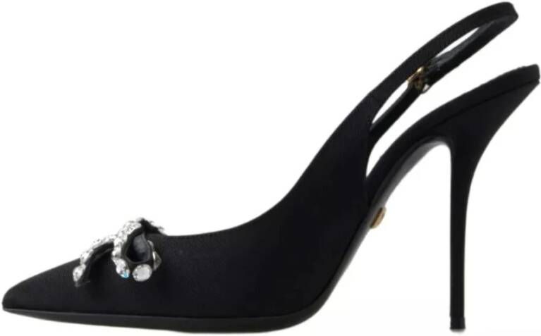 Dolce & Gabbana Kristalversierde Slingback Hakken Black Dames