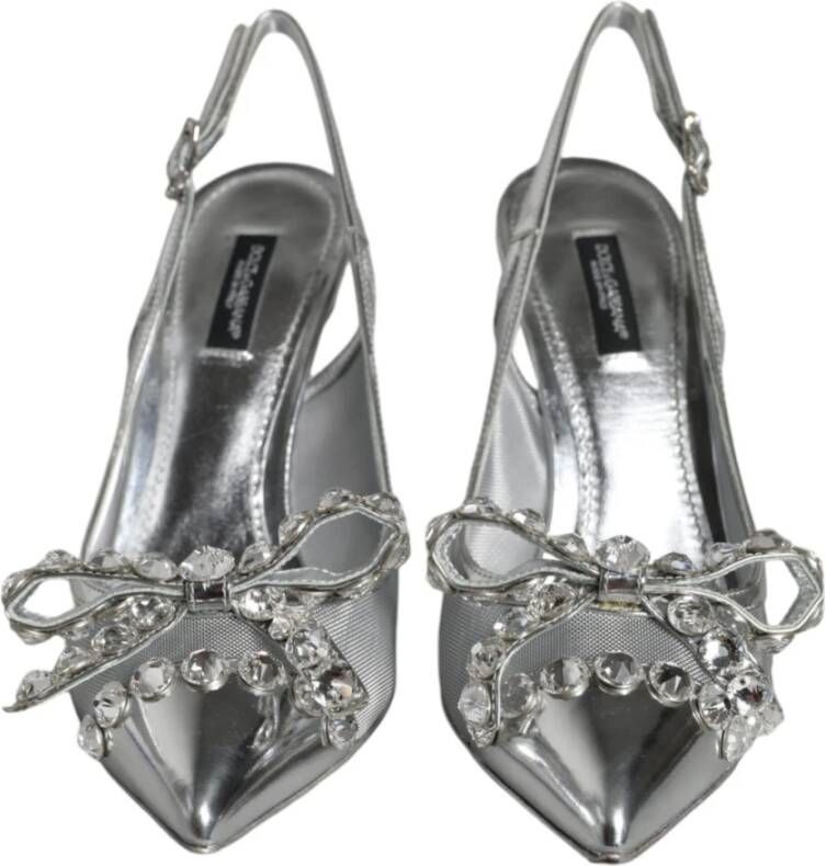 Dolce & Gabbana Kristalversierde Slingback Hakken Zilver Gray Dames