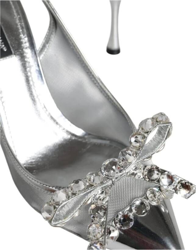 Dolce & Gabbana Kristalversierde Slingback Hakken Zilver Gray Dames