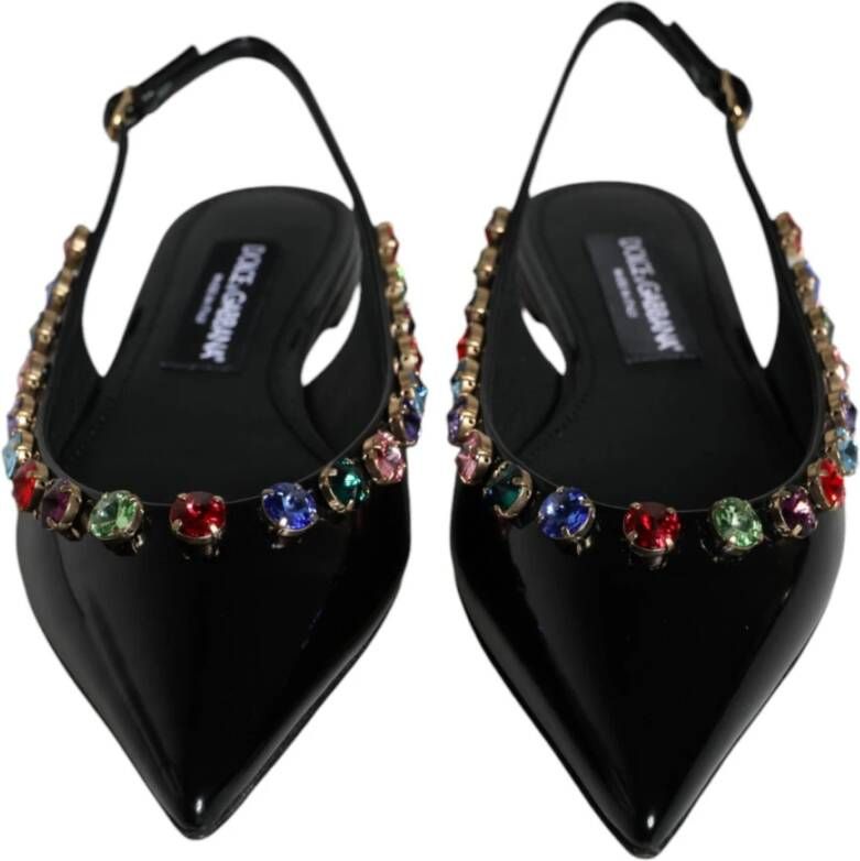 Dolce & Gabbana Kristalversierde Slingback Platte Schoenen Black Dames