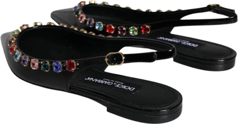 Dolce & Gabbana Kristalversierde Slingback Platte Schoenen Black Dames