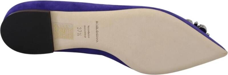 Dolce & Gabbana Kristalversierde suède ballerina flats Purple Dames