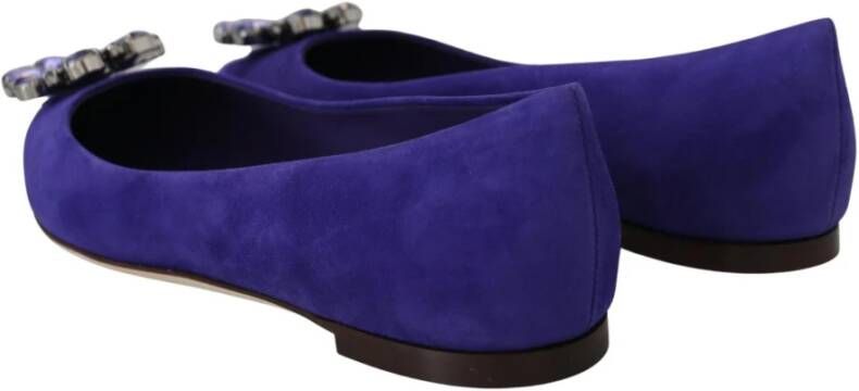 Dolce & Gabbana Kristalversierde suède ballerina flats Purple Dames