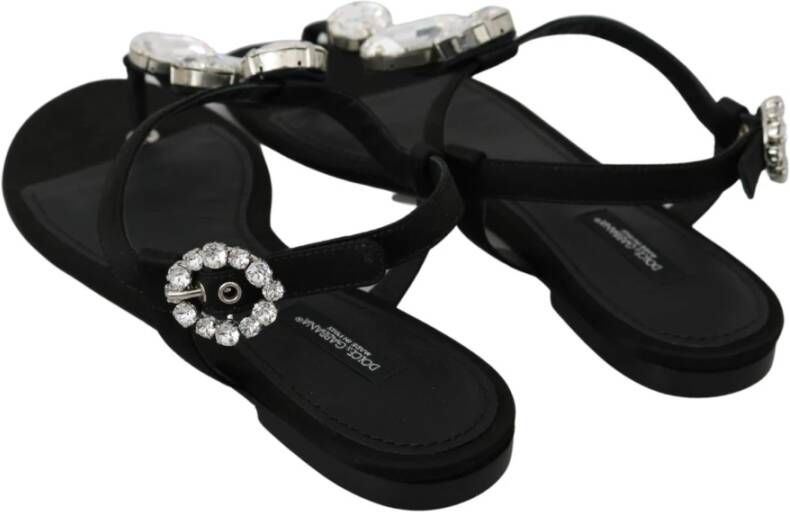 Dolce & Gabbana Kristalversierde zijden sandalen Black Dames