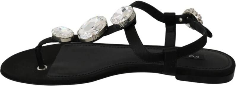 Dolce & Gabbana Kristalversierde zijden sandalen Black Dames