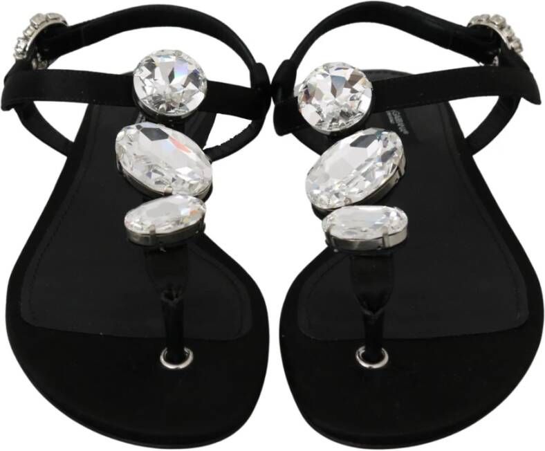 Dolce & Gabbana Kristalversierde zijden sandalen Black Dames