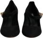 Dolce & Gabbana Kristalversierde Zwarte Suède Mary Janes Black Dames - Thumbnail 2