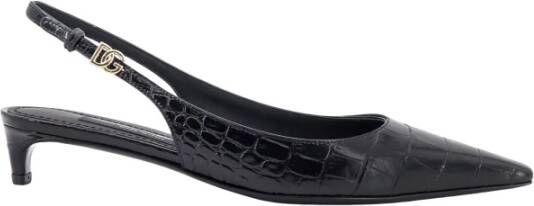 Dolce & Gabbana Krokoprint Leren Slingback Schoenen Black Dames