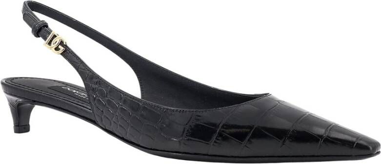 Dolce & Gabbana Krokoprint Leren Slingback Schoenen Black Dames