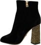 Dolce & Gabbana Kristallen Vierkante Hak Velvet Laarzen Black Dames - Thumbnail 2