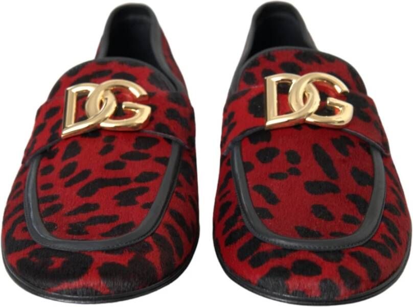 Dolce & Gabbana Leopard Loafers Rood Zwart Formele Heren Schoenen Red Heren