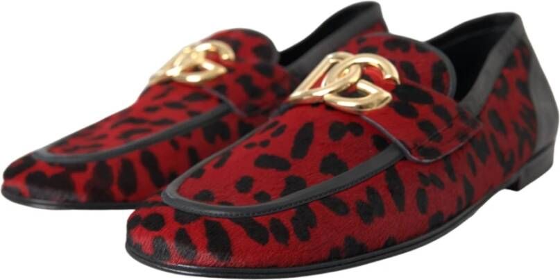 Dolce & Gabbana Leopard Loafers Rood Zwart Formele Heren Schoenen Red Heren