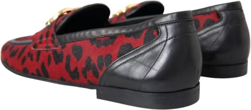 Dolce & Gabbana Leopard Loafers Rood Zwart Formele Heren Schoenen Red Heren