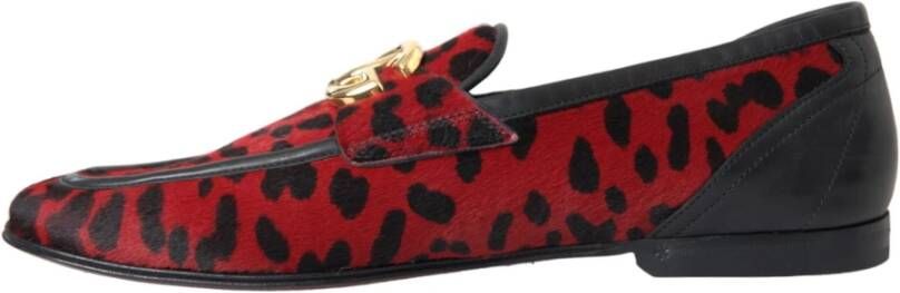 Dolce & Gabbana Leopard Loafers Rood Zwart Formele Heren Schoenen Red Heren