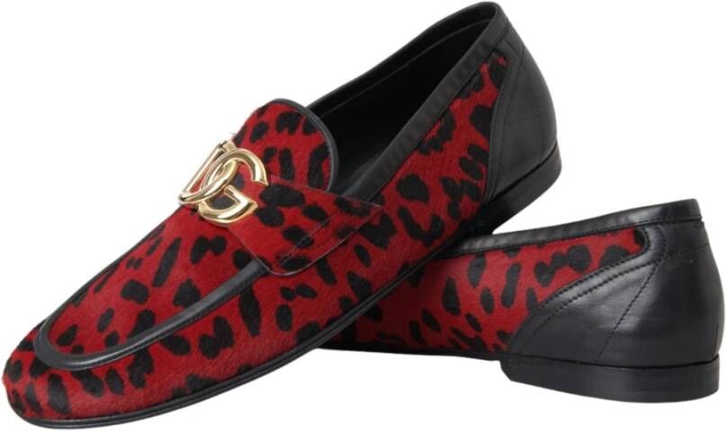 Dolce & Gabbana Leopard Loafers Rood Zwart Formele Heren Schoenen Red Heren