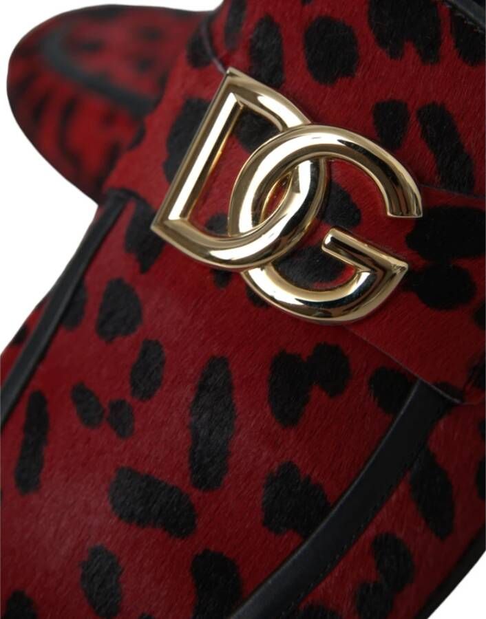 Dolce & Gabbana Leopard Loafers Rood Zwart Formele Heren Schoenen Red Heren