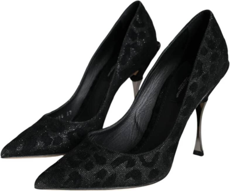 Dolce & Gabbana Leopard Lurex High Heel Pumps Black Dames