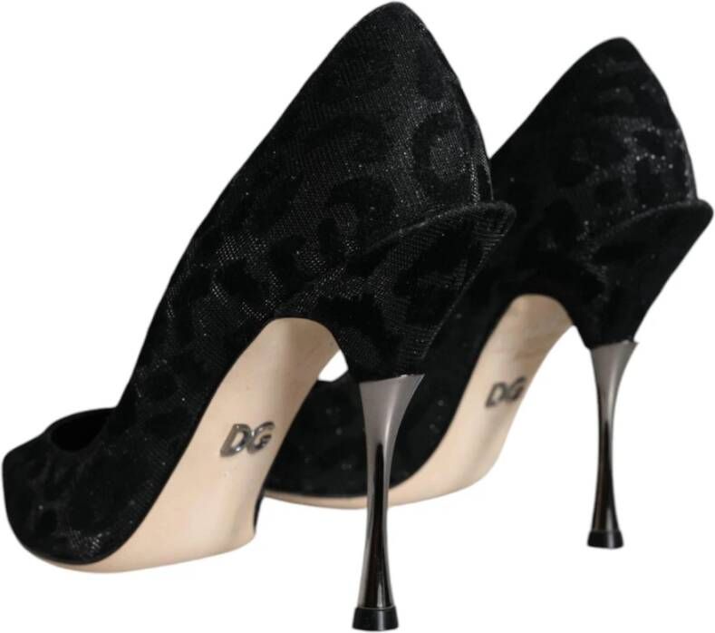 Dolce & Gabbana Leopard Lurex High Heel Pumps Black Dames