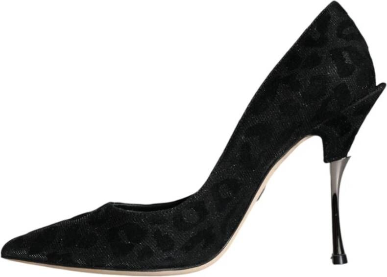 Dolce & Gabbana Leopard Lurex High Heel Pumps Black Dames