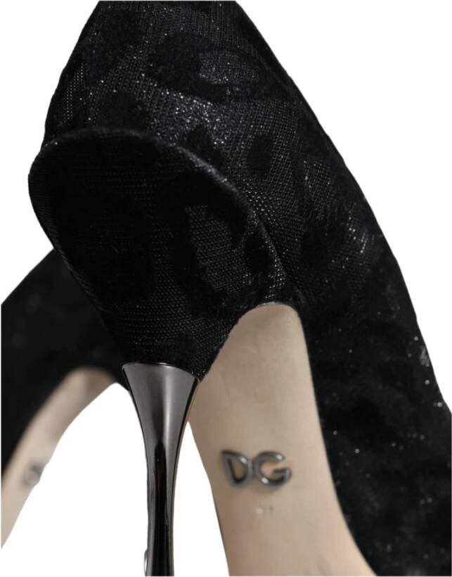 Dolce & Gabbana Leopard Lurex High Heel Pumps Black Dames